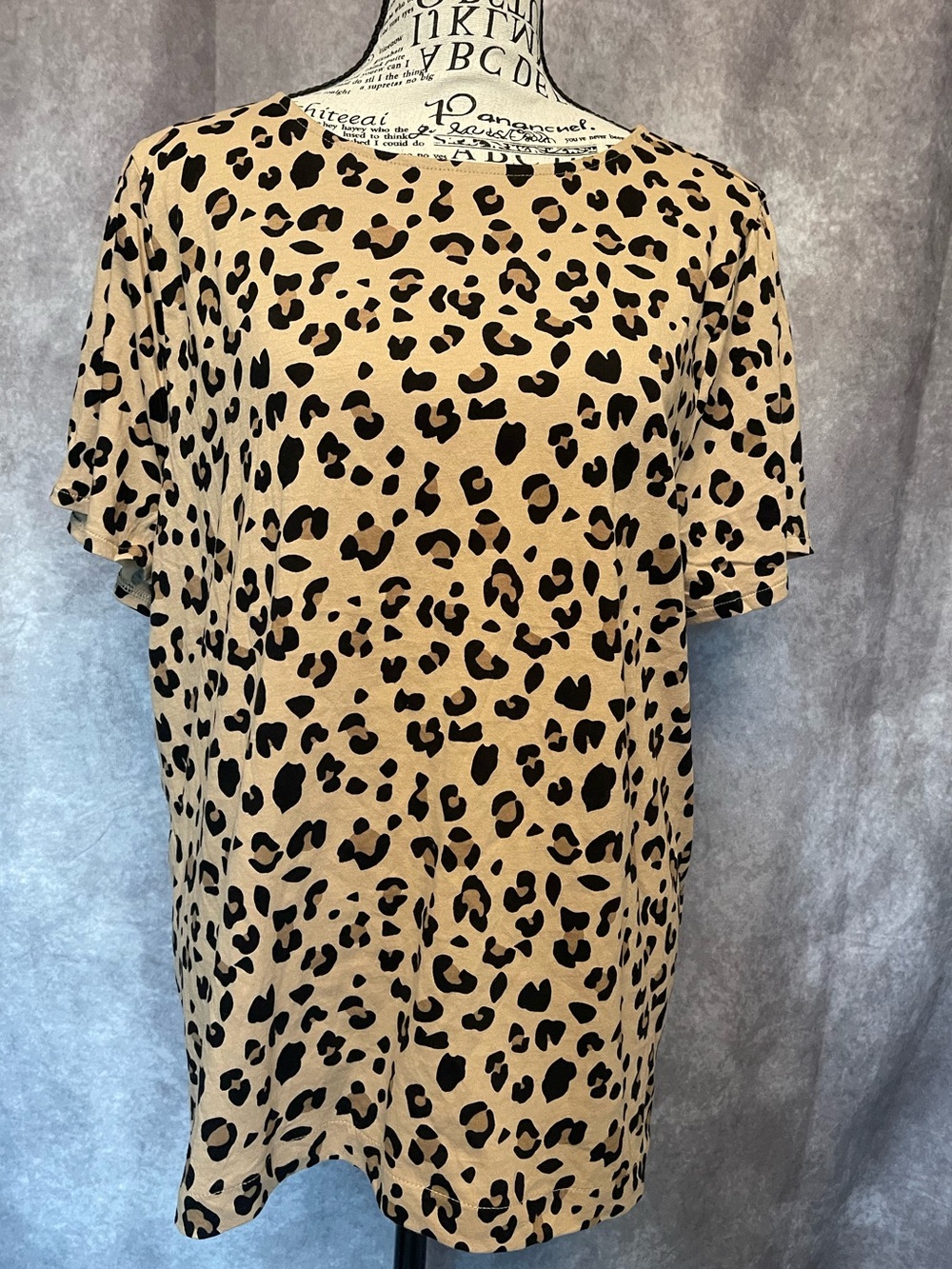 J Crew Leopard Print Short Sleeve Tee - Leopard Tan/Black